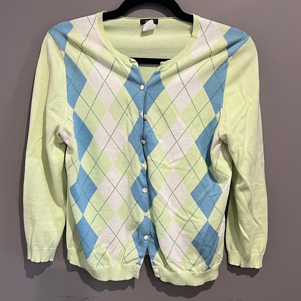 J Crew Argyle Sweater size M